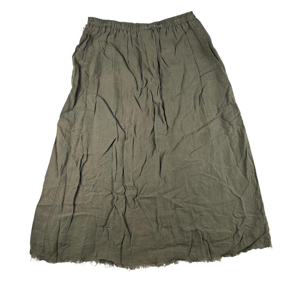 Vtg Match Point Skirt Womens Medium Linen Long Ruffle Asymmetrical Hem Boho USA